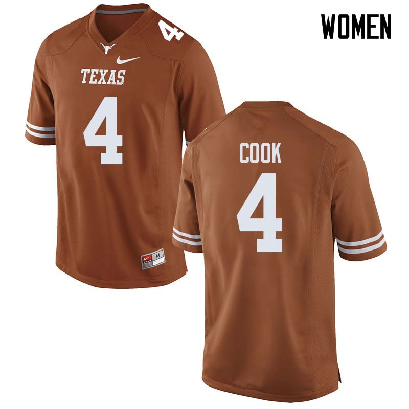Women #4 Anthony Cook Texas Longhorns College Football Jerseys Sale-Orange